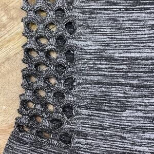 C-Mode Women's Leggings Gray Black Seamless Full Length Cut Out Side Leg Size 1